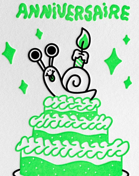 Letterpress de Paris Joyeux Anniversaire en Retard / Happy Late Birthday card by Groduk & Boucar