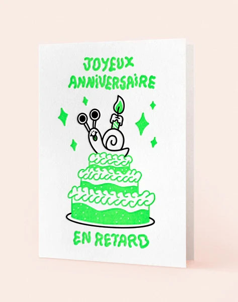 Letterpress de Paris Joyeux Anniversaire en Retard / Happy Late Birthday card by Groduk & Boucar
