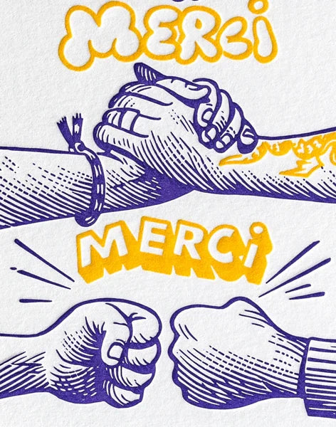 Letterpress de Paris Merci Merci Merci / Thank You, Thank You, Thank You card by Matthias Lehmann