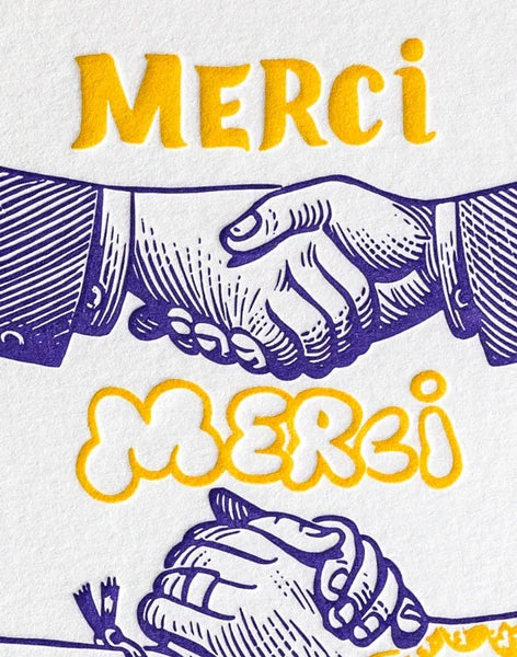 Letterpress de Paris Merci Merci Merci / Thank You, Thank You, Thank You card by Matthias Lehmann