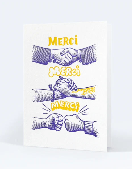 Letterpress de Paris Merci Merci Merci / Thank You, Thank You, Thank You card by Matthias Lehmann