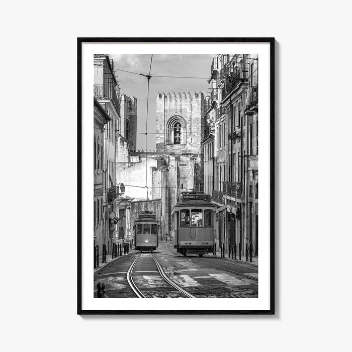 Lisbon Black and White Fine Art Photo Print, Tram 28 Lisboa Portugal Poster