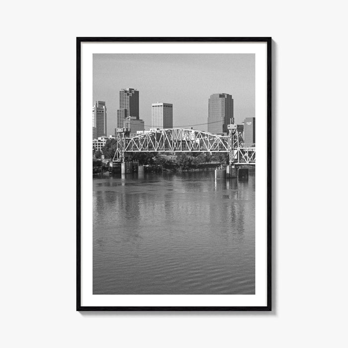 Little Rock Black and White Fine Art Photo Print, Arkansas River Bridge, AR, USA