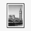London Black and White Fine Art Photo Print, Big Ben Westminster Bridge England Poster