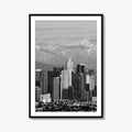 Los Angeles Skyline Black and White Fine Art Photo Print, Snowy Mountains California Poster