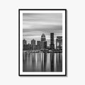 Louisville Skyline Black and White Fine Art Photo Print, Kentucky River Poster
