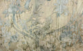 This jacquard fabric features a floral design in turquoise, green, beige, and hints of gray.