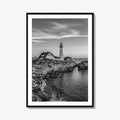 Portland Head Light Black and White Fine Art Photo Print, Maine Lighthouse Poster, USA