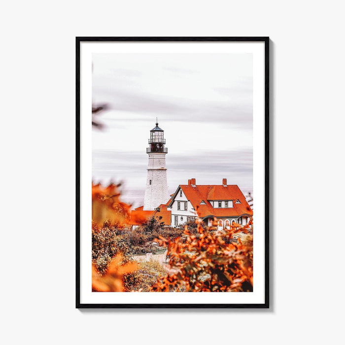 Portland Maine Fine Art Photo Print, Lighthouse, Fall, New England, USA Wall Decor Poster