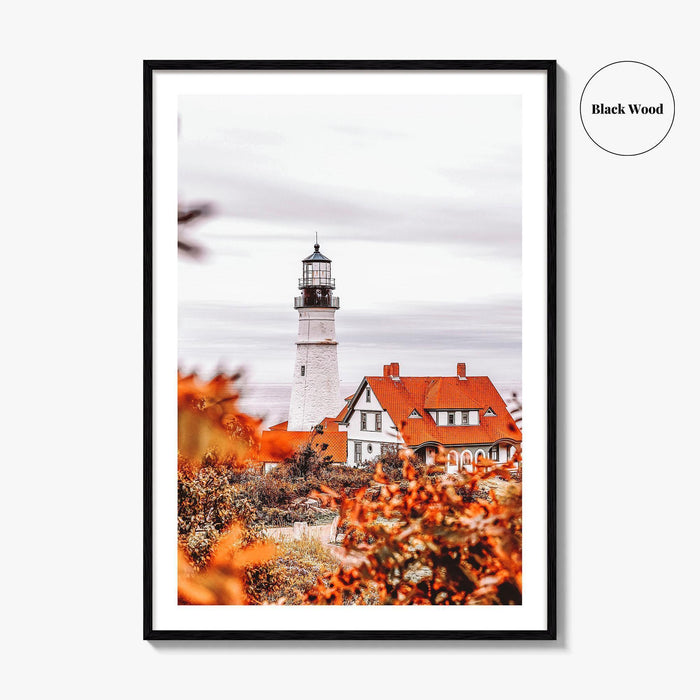 Portland Maine Fine Art Photo Print, Lighthouse, Fall, New England, USA Wall Decor Poster