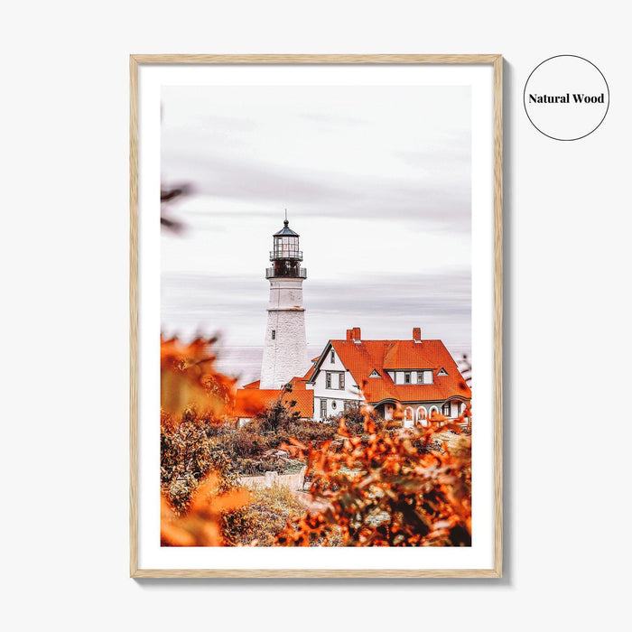 Portland Maine Fine Art Photo Print, Lighthouse, Fall, New England, USA Wall Decor Poster