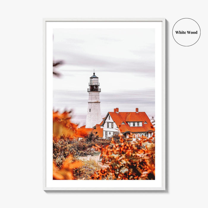 Portland Maine Fine Art Photo Print, Lighthouse, Fall, New England, USA Wall Decor Poster