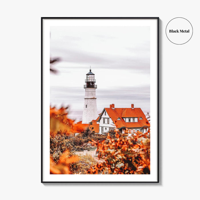 Portland Maine Fine Art Photo Print, Lighthouse, Fall, New England, USA Wall Decor Poster