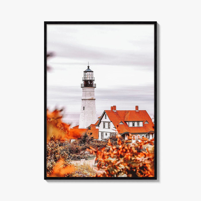 Portland Maine Fine Art Photo Print, Lighthouse, Fall, New England, USA Wall Decor Poster