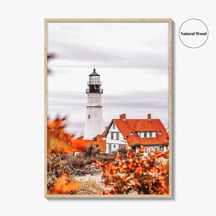 Portland Maine Fine Art Photo Print, Lighthouse, Fall, New England, USA Wall Decor Poster