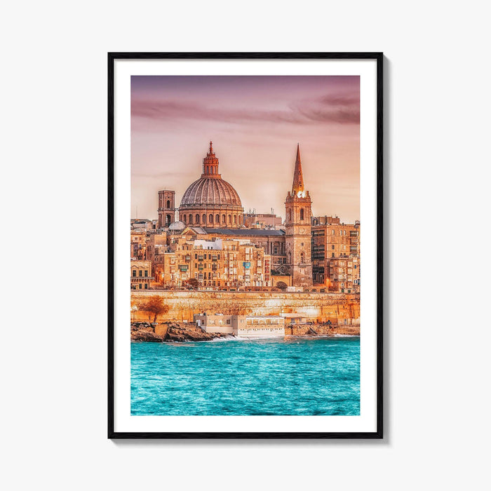 Valletta Malta Skyline Fine Art Photo Print, Marsamxett Harbour, Wall Decor Poster