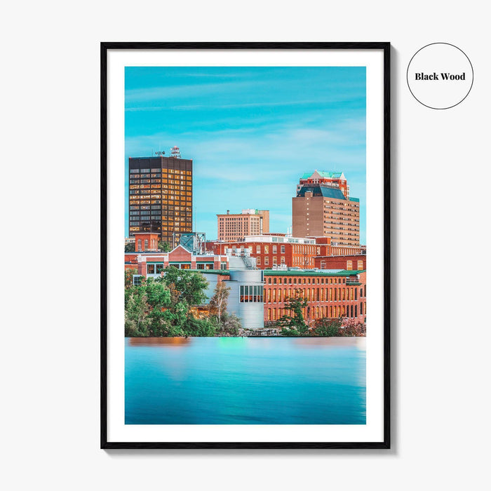 Manchester New Hampshire Skyline Fine Art Photo Print, Merrimack River Wall Decor Poster