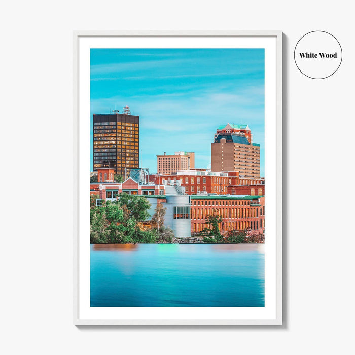Manchester New Hampshire Skyline Fine Art Photo Print, Merrimack River Wall Decor Poster