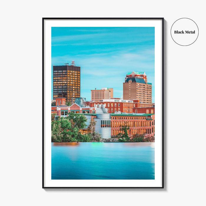 Manchester New Hampshire Skyline Fine Art Photo Print, Merrimack River Wall Decor Poster