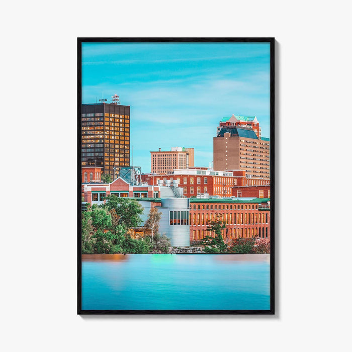 Manchester New Hampshire Skyline Fine Art Photo Print, Merrimack River Wall Decor Poster