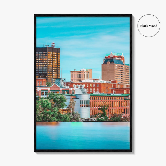 Manchester New Hampshire Skyline Fine Art Photo Print, Merrimack River Wall Decor Poster