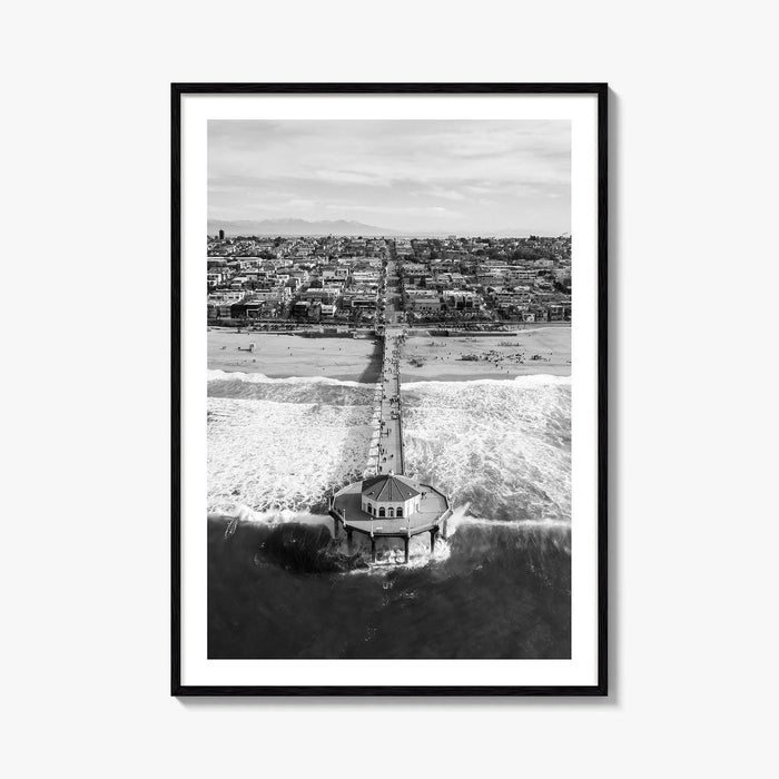 Manhattan Beach Black and White Fine Art Photo Print, California Pier, Los Angeles, USA