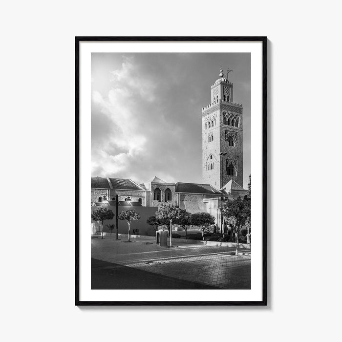 Marrakesh Black and White Fine Art Photo Print, Koutoubia Mosque Minaret, Marrakech Morocco Poster