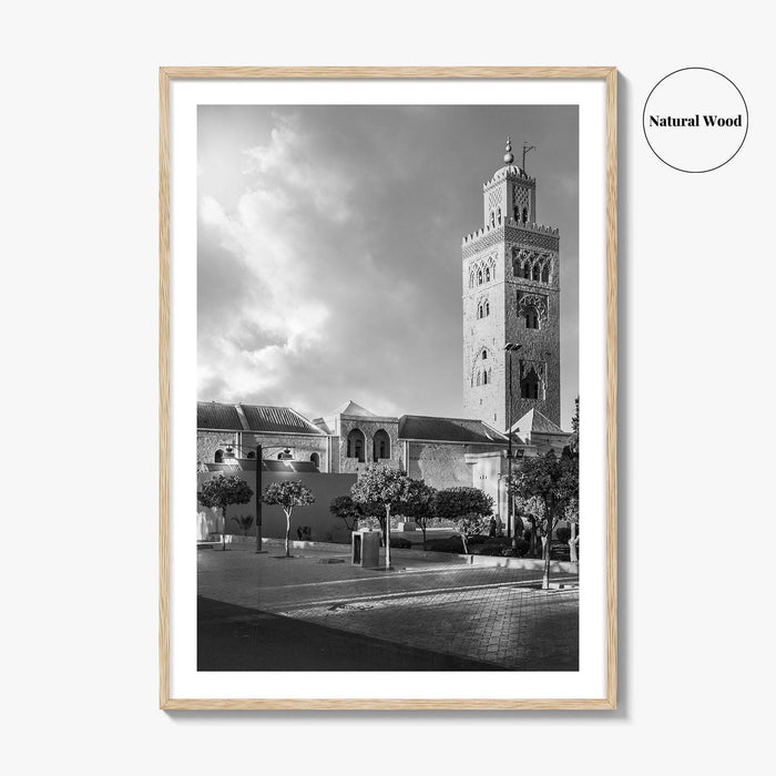 Marrakesh Black and White Fine Art Photo Print, Koutoubia Mosque Minaret, Marrakech Morocco Poster