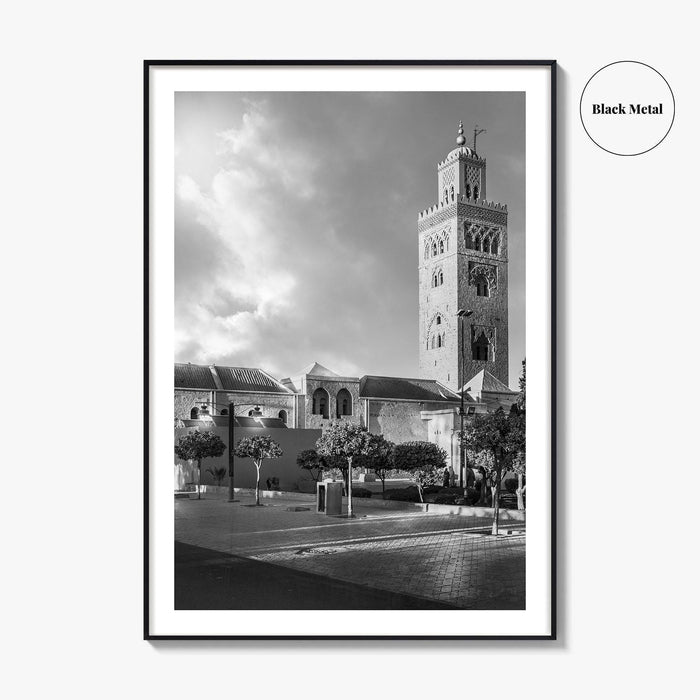 Marrakesh Black and White Fine Art Photo Print, Koutoubia Mosque Minaret, Marrakech Morocco Poster