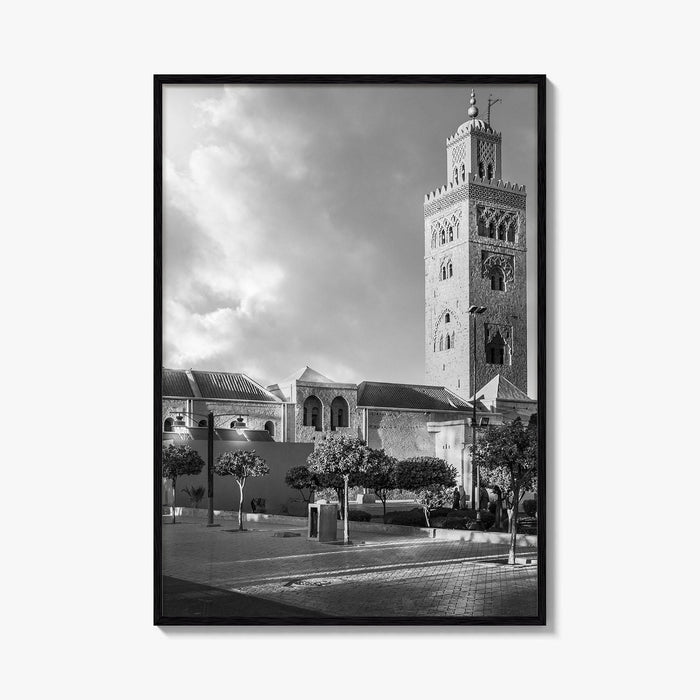 Marrakesh Black and White Fine Art Photo Print, Koutoubia Mosque Minaret, Marrakech Morocco Poster