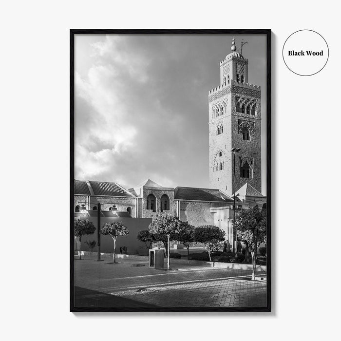 Marrakesh Black and White Fine Art Photo Print, Koutoubia Mosque Minaret, Marrakech Morocco Poster