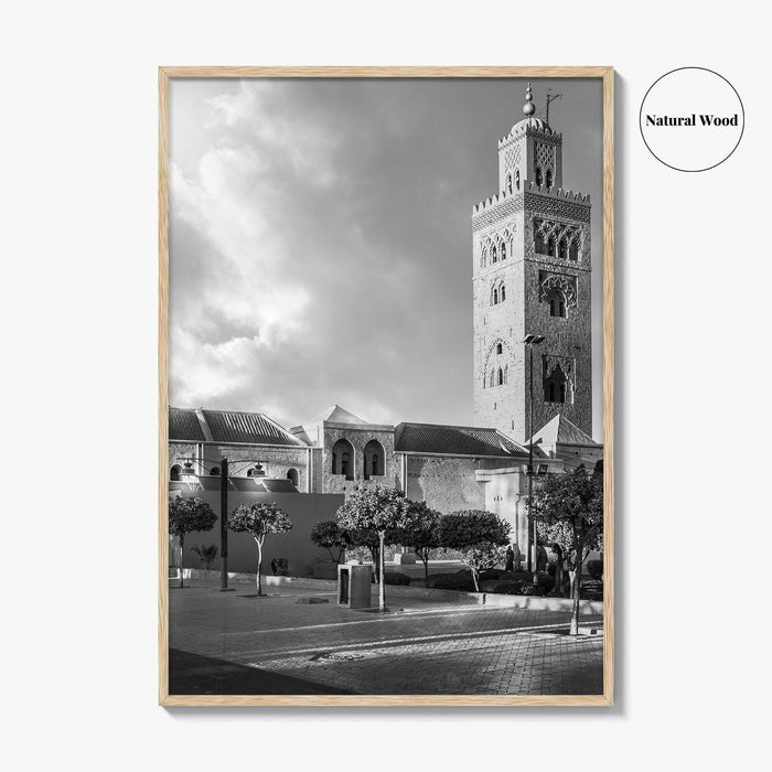 Marrakesh Black and White Fine Art Photo Print, Koutoubia Mosque Minaret, Marrakech Morocco Poster
