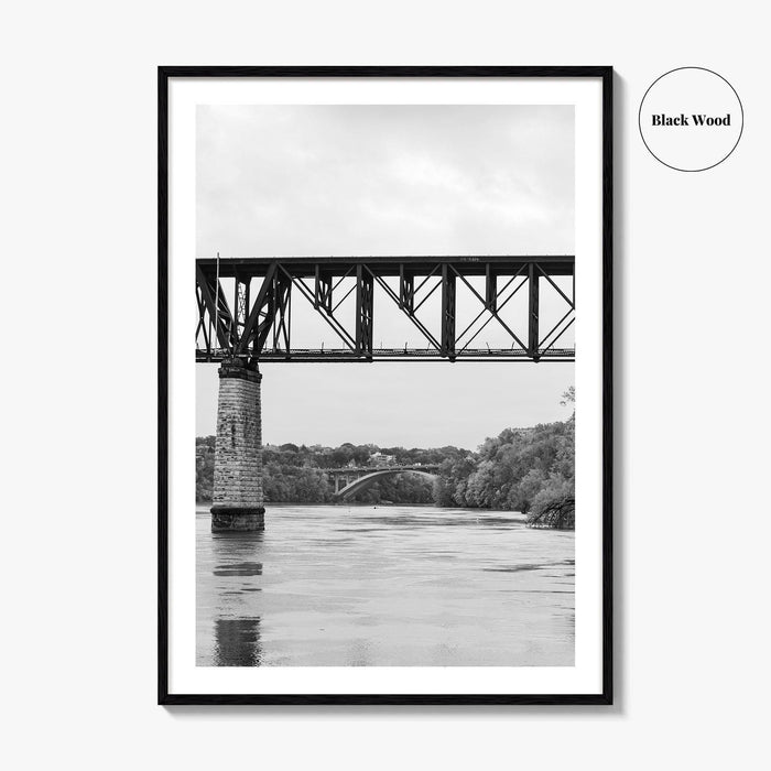 Mississippi River Minneapolis Black and White Fine Art Photo Print, Minnesota Poster