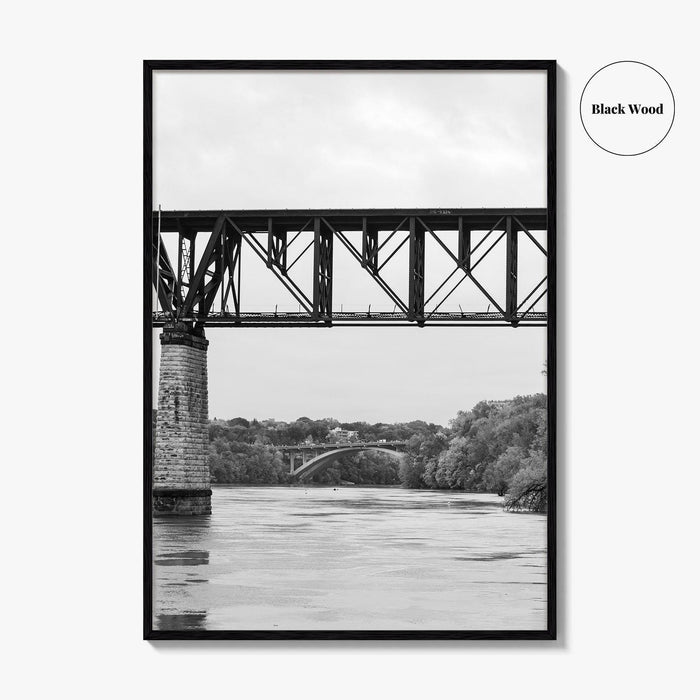 Mississippi River Minneapolis Black and White Fine Art Photo Print, Minnesota Poster
