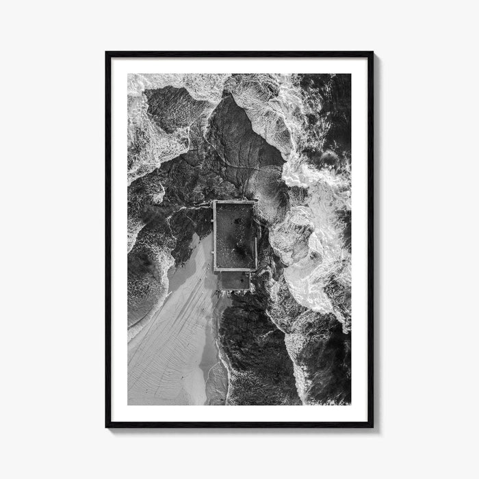 Mona Vale Rock Pool Black and White Fine Art Photo Print, Sydney Australia Poster