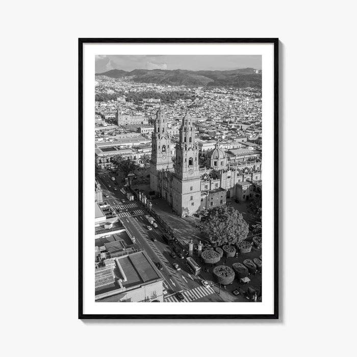 Morelia Black and White Fine Art Photo Print, Cathedral Michoacán Mexico Poster