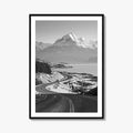 Aoraki Mount Cook Black and White Fine Art Photo Print, New Zealand, South Island