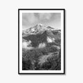 Mount Rainier Black and White Fine Art Photo Print, Washington USA, Nisqually River Poster