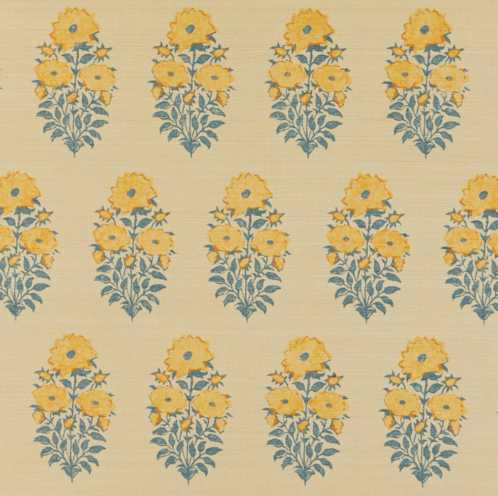 Mughal Flower Grasscloth Wallpaper