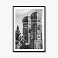 Munich Black and White Fine Art Photo Print, Frauenkirche Cathedral Bavaria, Germany Poster