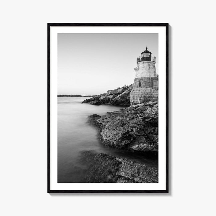 Newport Black and White Fine Art Photo Print, Castle Hill Lighthouse Rhode Island Poster