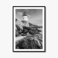 Newport Black and White Fine Art Photo Print, Castle Hill Lighthouse Rhode Island Poster