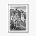 Neuschwanstein Castle Black and White Fine Art Photo Print, Bavaria Germany Poster