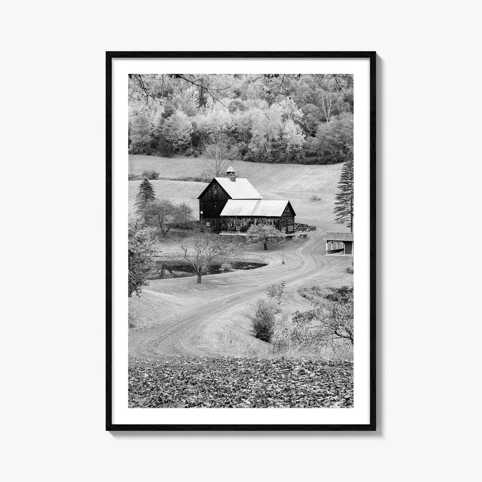 New England Black and White Fine Art Photo Print, Vermont Autumn Landscape Poster