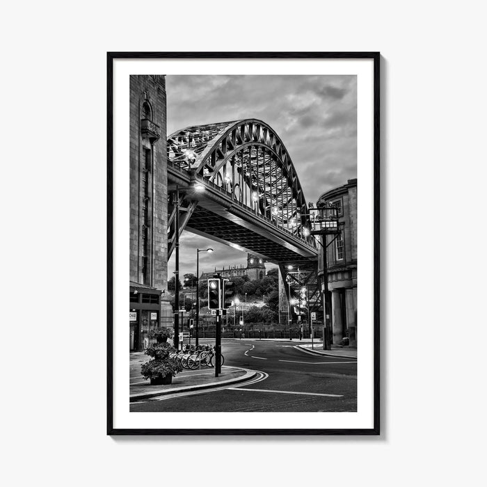 Newcastle Upon Tyne Black and White Fine Art Photo Print, Tyne Bridge England Poster