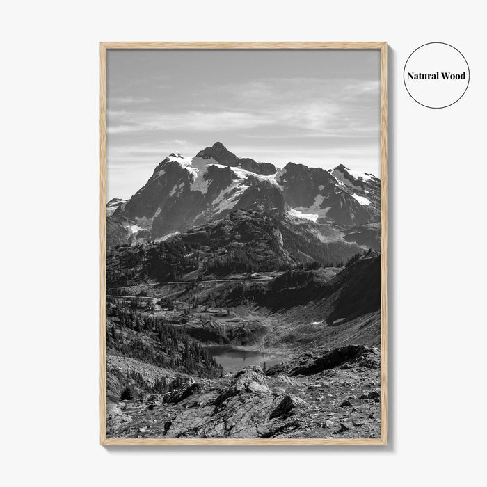 North Cascades Black and White Fine Art Photo Print, Mount Shuksan Washington Poster