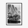 Hamnoy Norway Black and White Fine Art Photo Print, Lofoten Islands, Reine, Moskenes Poster