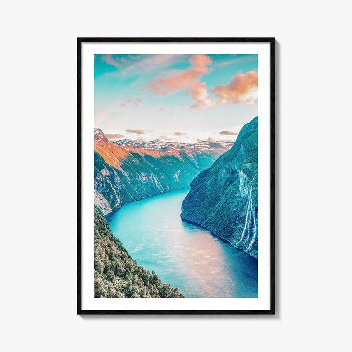 Geiranger Fine Art Photo Print, Sunnylvsfjorden, Seven Sisters Waterfalls, Western Norway Wall Decor Poster