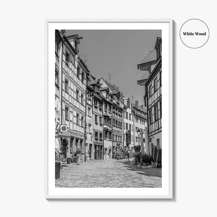 Nuremberg Black and White Fine Art Photo Print, Nürnberg Germany, Weissgerbergasse