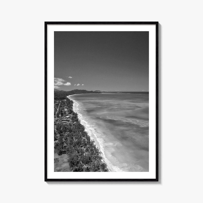 Oahu Black and White Fine Art Photo Print, Waimanalo Beach, Hawaii Aerial Poster, USA